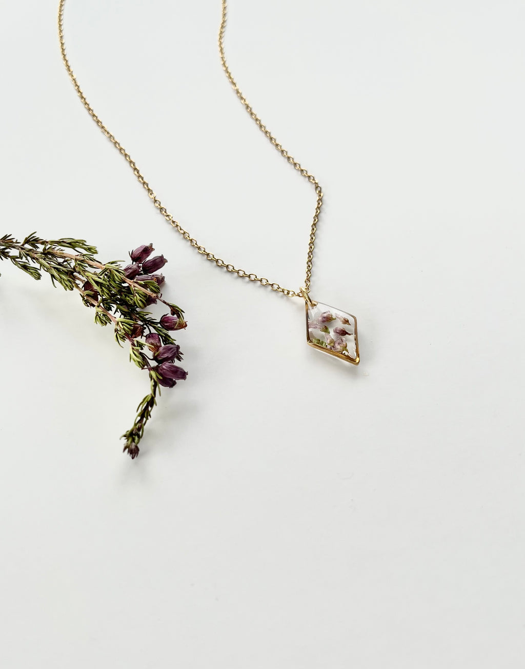 Gold Diamond Scottish Heather Necklace (Small)