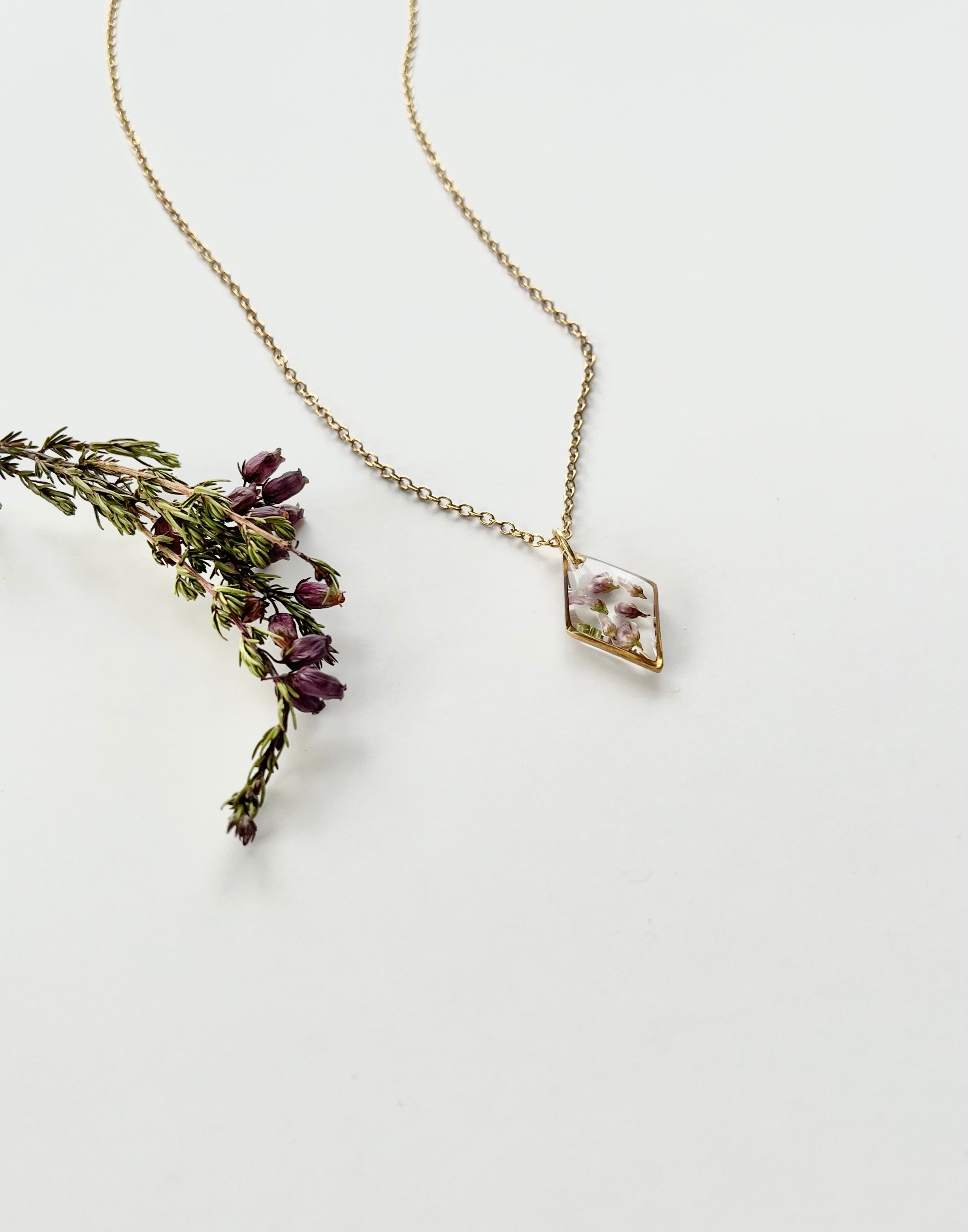 Gold Diamond Scottish Heather Necklace (Small)