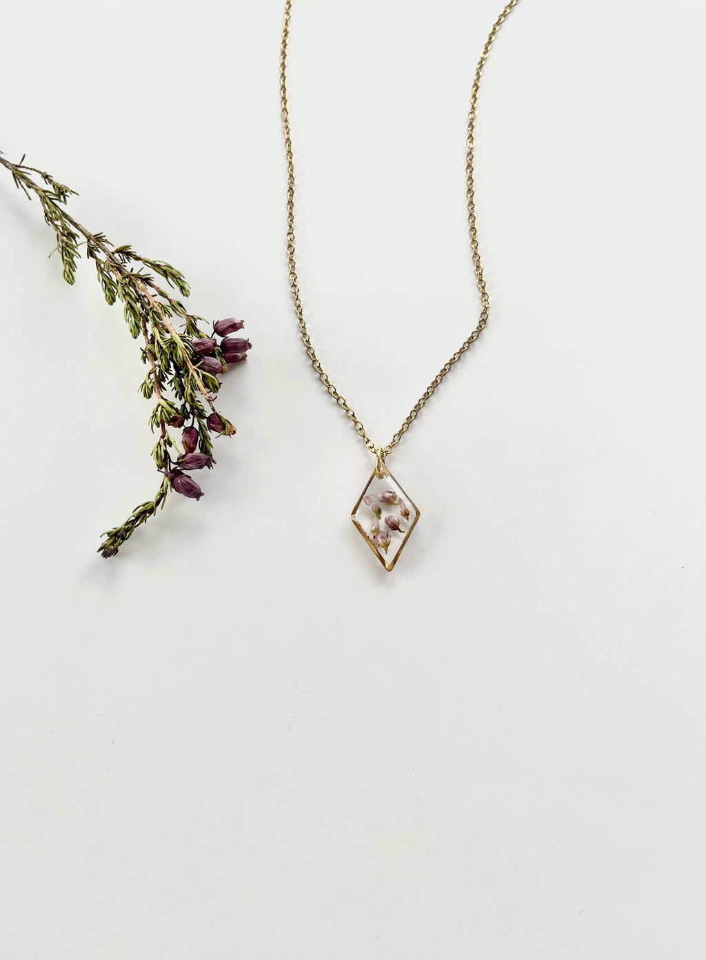 Gold Diamond Scottish Heather Necklace (Small)