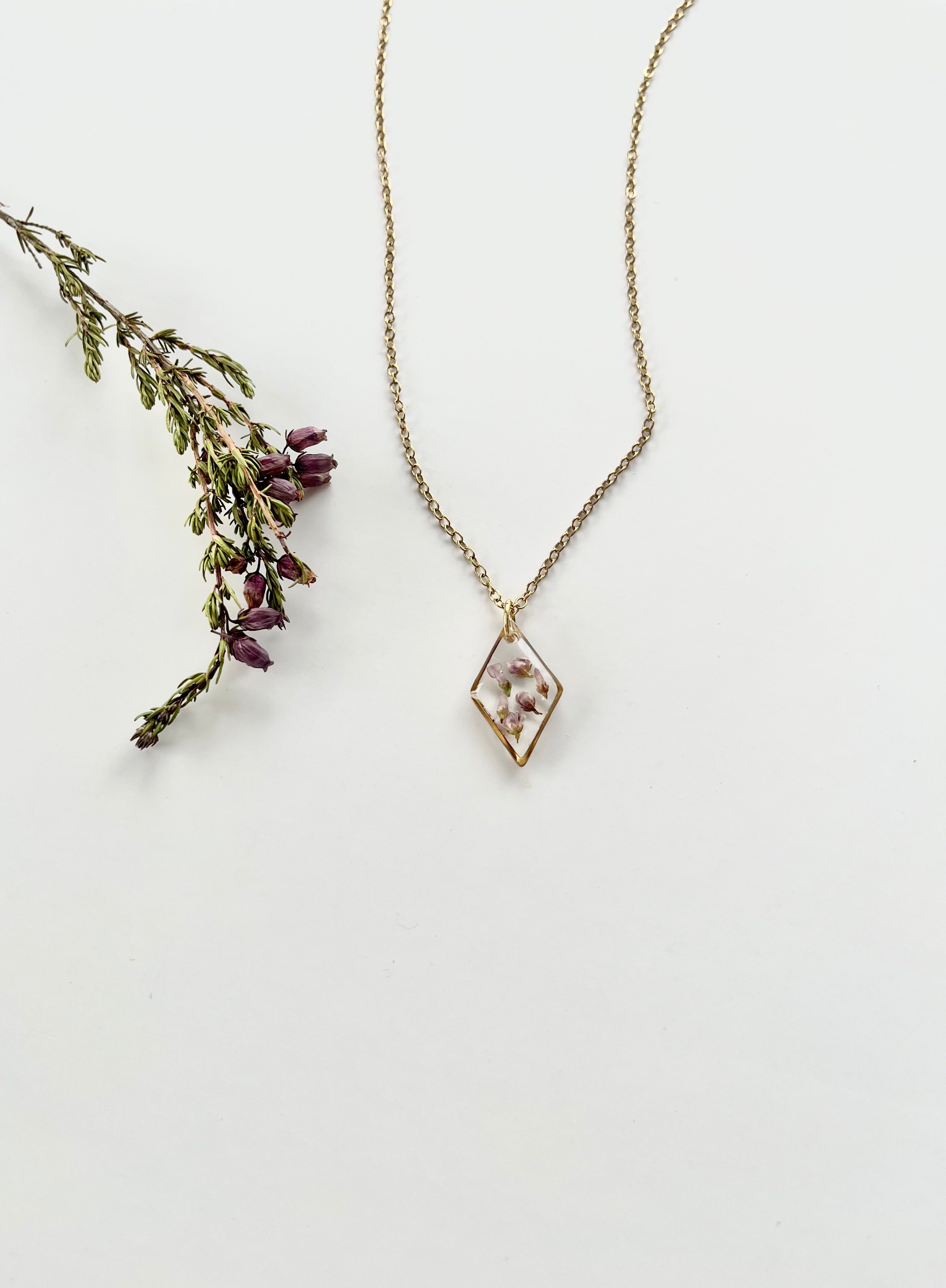 Gold Diamond Scottish Heather Necklace (Small)