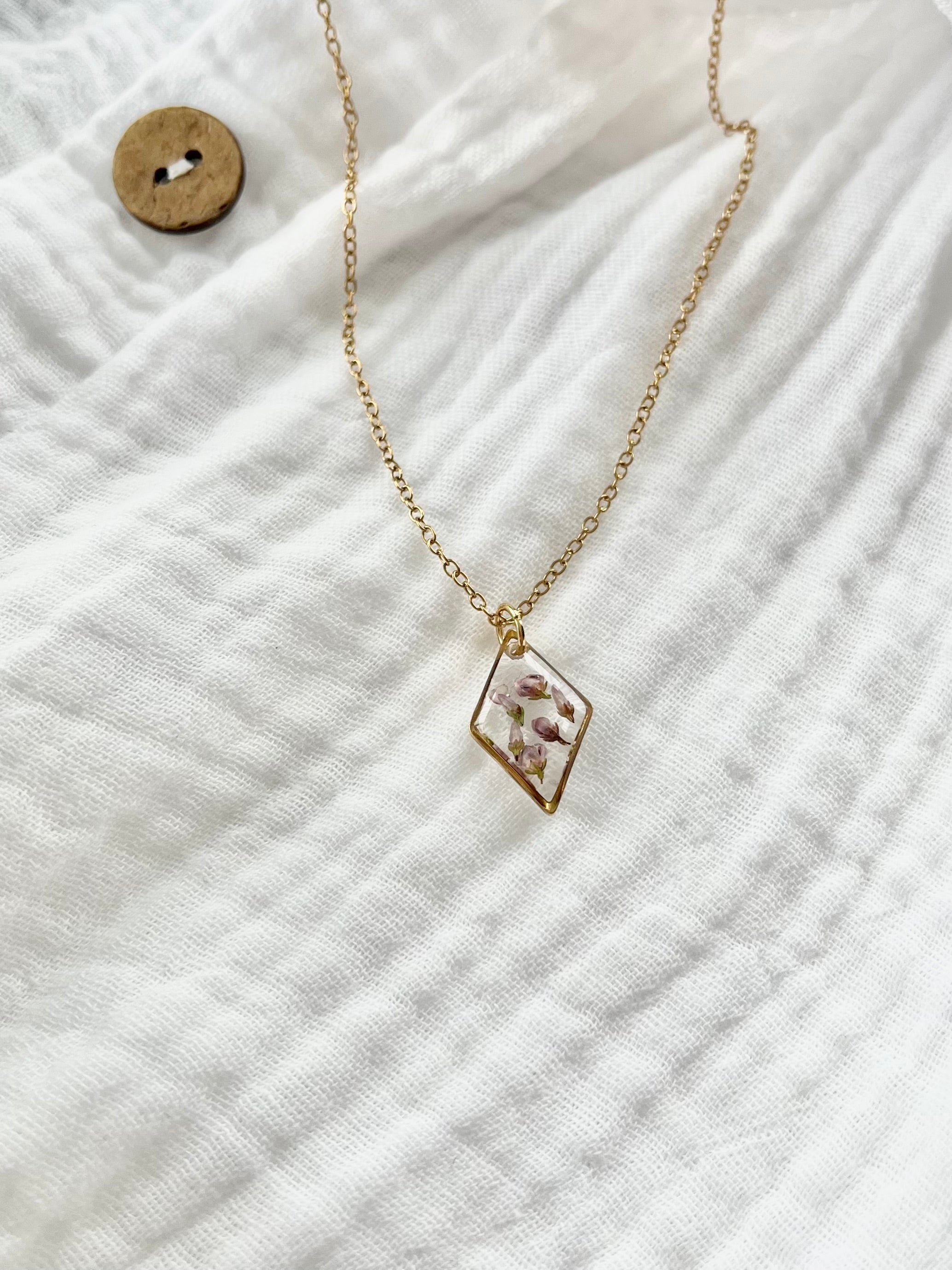 Gold Diamond Scottish Heather Necklace (Small)