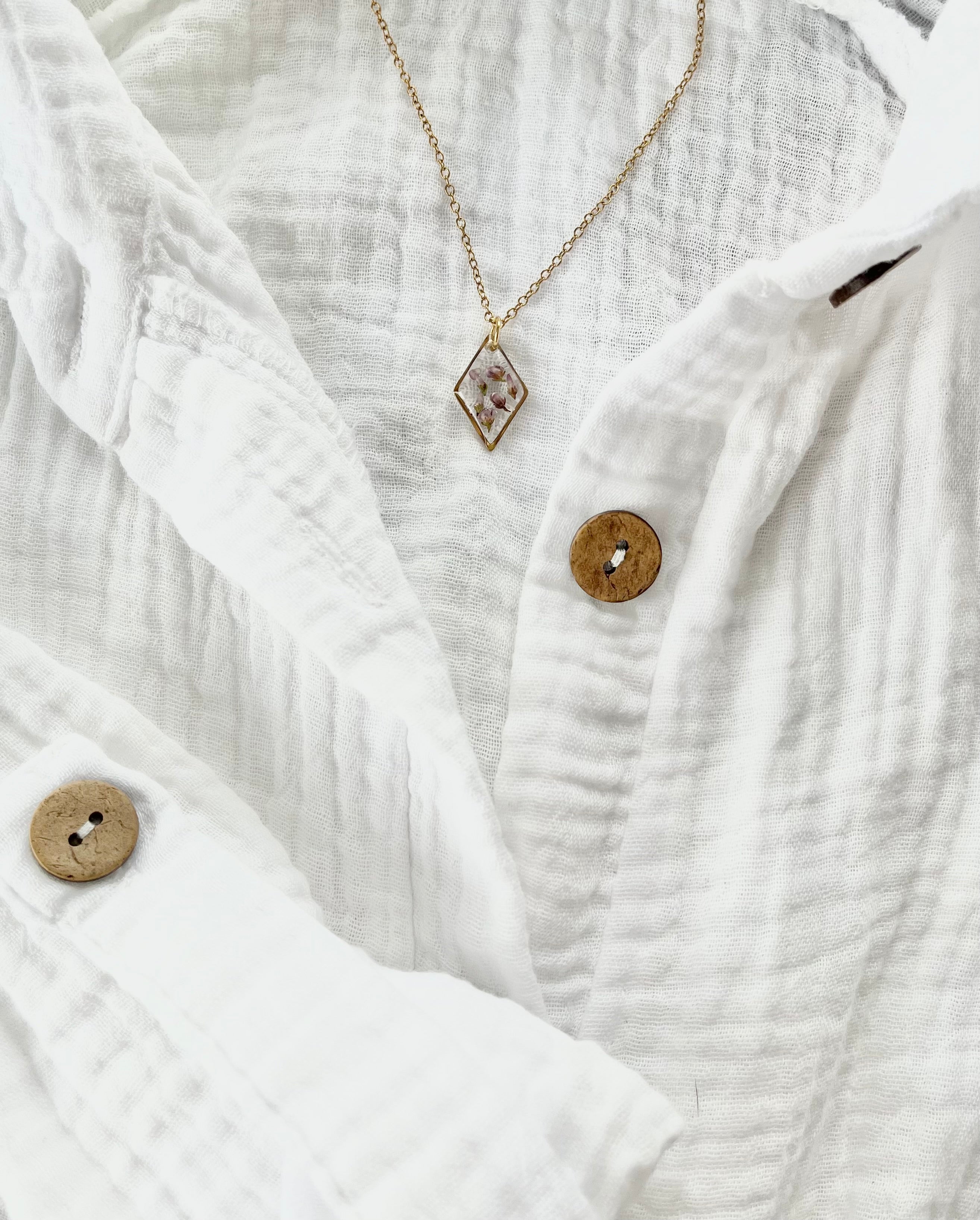 Gold Diamond Scottish Heather Necklace (Small)