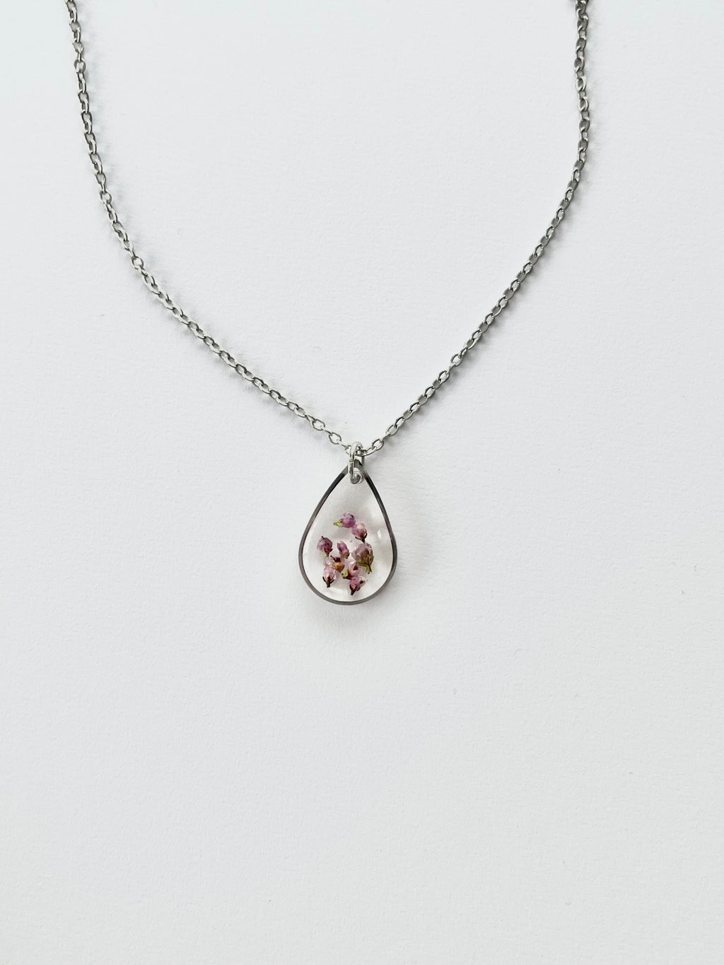 Silver Drop Scottish Heather Necklace (Medium)